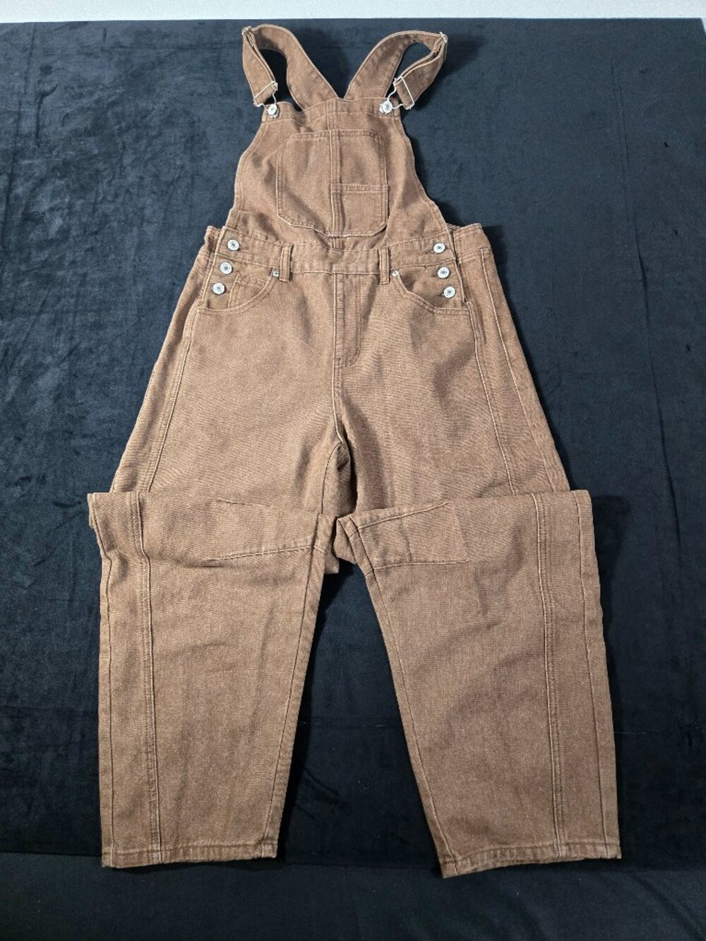 Women’s Brown Denim Overalls Size Small Adjustable Cotton Bib Pants